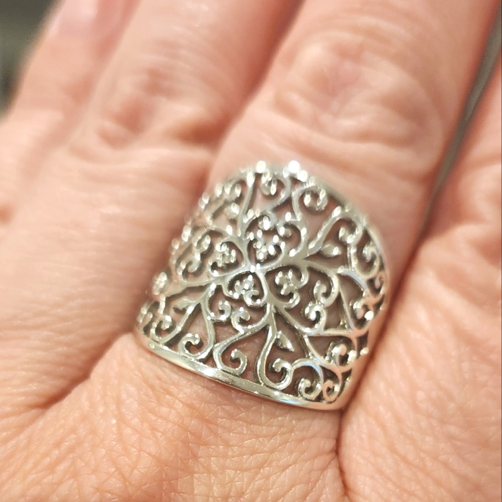 NEW Genuine Sterling Silver Filigree Ring - Picture 2 of 6